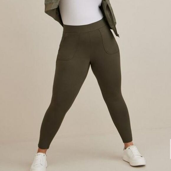 Torrid 4 Green Ponte full length pocket leggings - Picture 1 of 4